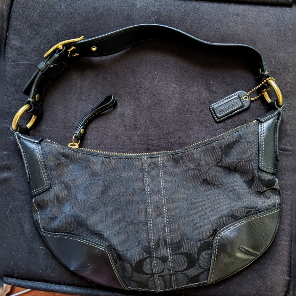 Black coach crescent shoulder bag